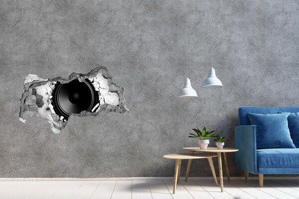 3D muursticker gescheurde muur Een luidspreker in een beschadigde muur