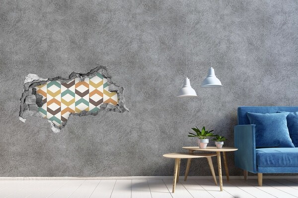 3D sticker gat in stenen muur Geometrische patronen op de muur