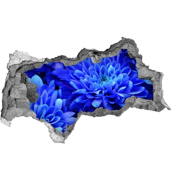 Zelfklevende 3D wandsticker illusie Blauwe bloem in een gat in de muur