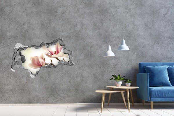 3D muursticker gescheurde muur Magnoliabloem in beton