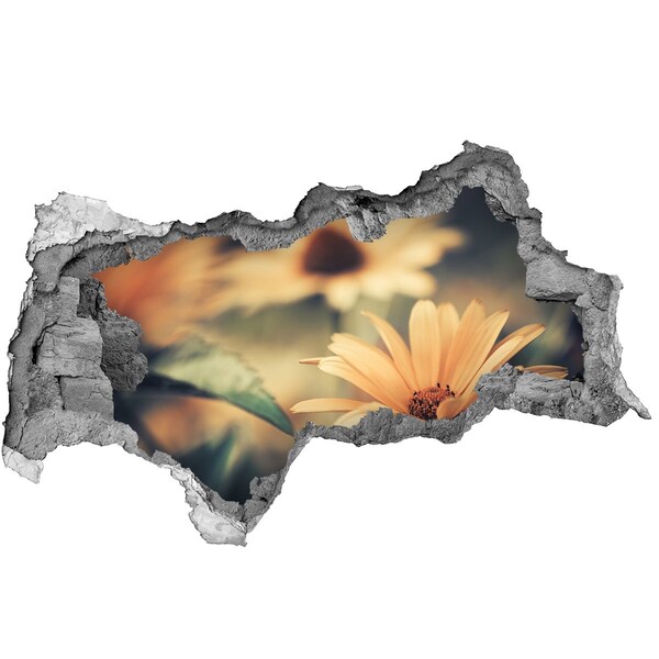 3D muursticker gescheurde muur Bloemen in een verwoeste muur