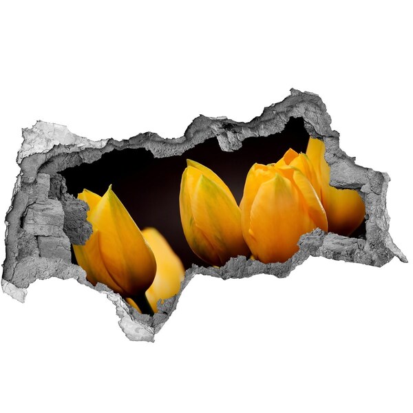3D sticker gat in stenen muur Bloemen in een gat in de muur