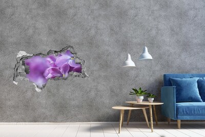 3D muursticker gescheurde muur Een bloemenparadijs in beton.