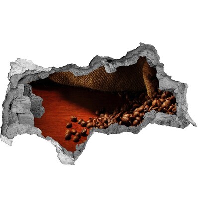 3D sticker gat in stenen muur Koffie in een vervallen muur