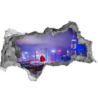 naklejka fototapeta 3D widok Widok na Hongkong nocą