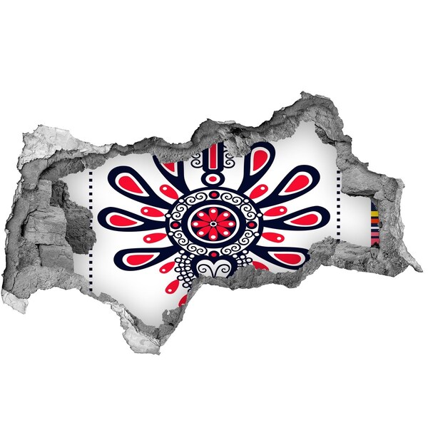 Dziura 3d fototapeta na ścianę Kolorowy wzór etniczny w dziurze w ścianie