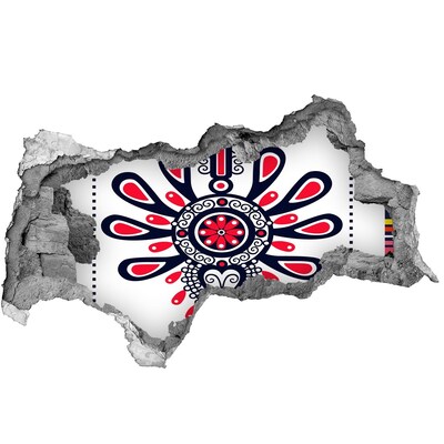 Dziura 3d fototapeta na ścianę Kolorowy wzór etniczny w dziurze w ścianie