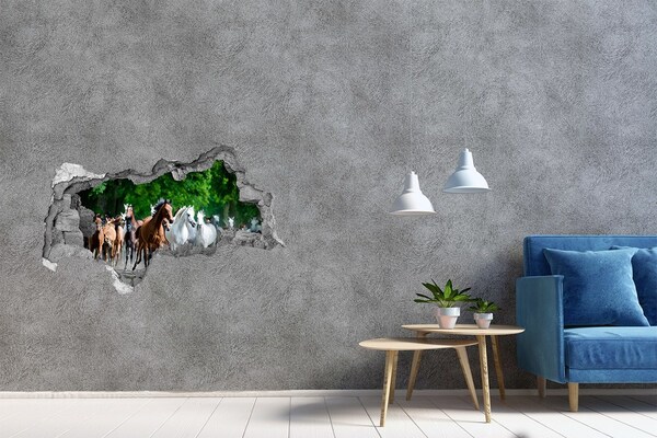 tegelstickers wc Een kudde paarden op de vlucht