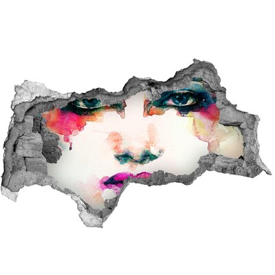 keuken tegelstickers Een kleurrijk portret in een gat in de muur.