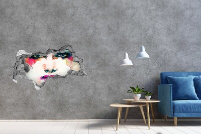 keuken tegelstickers Een kleurrijk portret in een gat in de muur.