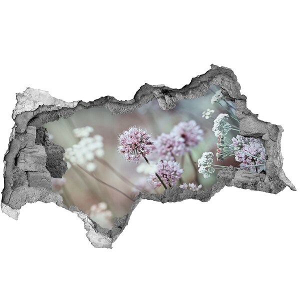 Samoprzylepna dziura na ścianę Kwiaty w betonowej dziurze