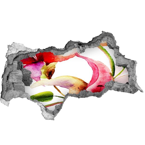 Wandsticker 3D doorkijk Een explosie van kleuren in de bloemenpracht