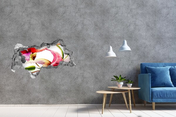 Wandsticker 3D doorkijk Een explosie van kleuren in de bloemenpracht