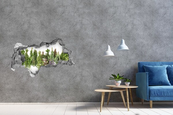 3D sticker gat in stenen muur Kruidentuin in de muur