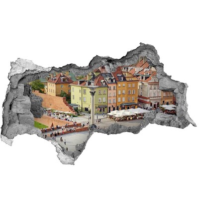 3D muursticker gescheurde muur Het Oude Stadsplein van Warschau
