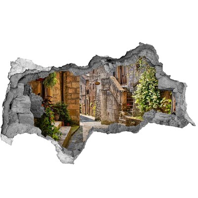 Zelfklevende 3D wandsticker illusie Een charmant stadje in Italië