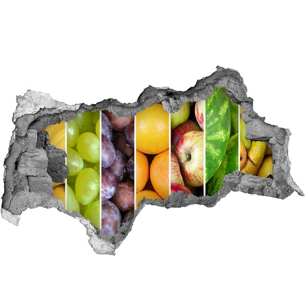 Wandsticker 3D doorkijk Fruit in beton