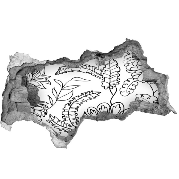 Naklejka 3D dziura samoprzylepna Tropikalna roślinność w dziurze w ścianie