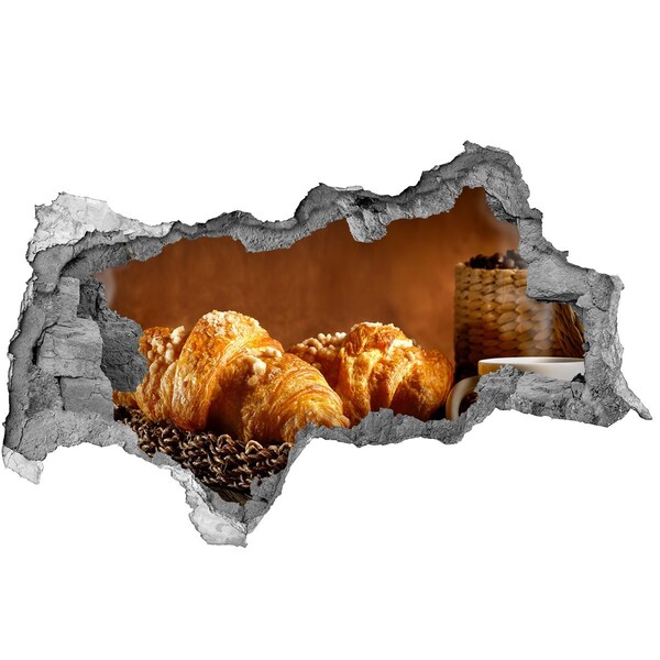 Zelfklevende 3D wandsticker illusie Heerlijke croissants in een verborgen pareltje.