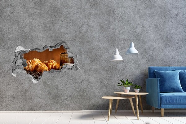 Zelfklevende 3D wandsticker illusie Heerlijke croissants in een verborgen pareltje.