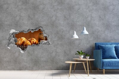 Zelfklevende 3D wandsticker illusie Heerlijke croissants in een verborgen pareltje.
