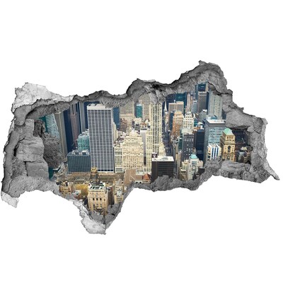 3D muursticker gescheurde muur Uitzicht op Manhattan