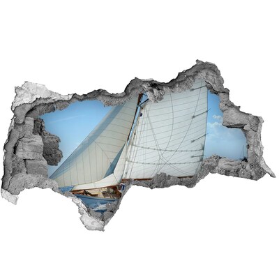 Zelfklevende 3D wandsticker illusie Een jacht op de golven van de zee
