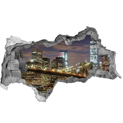 Fototapeta dziura na ścianę 3d Widok na Most Brookliński nocą