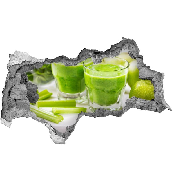 Zelfklevende 3D wandsticker illusie Groene gezondheidscocktail