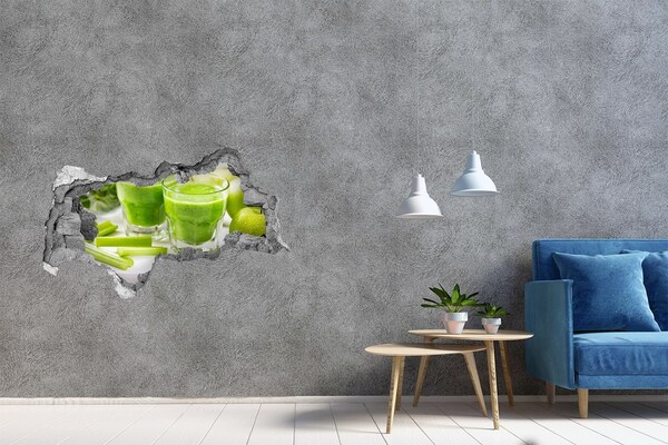 Zelfklevende 3D wandsticker illusie Groene gezondheidscocktail