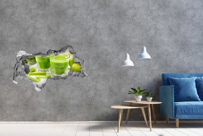 Zelfklevende 3D wandsticker illusie Groene gezondheidscocktail