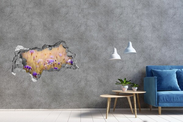 Zelfklevende 3D wandsticker illusie Een bloemenparadijs achter de muur.