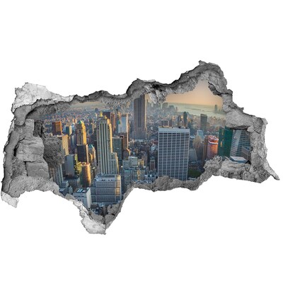 3D muursticker gescheurde muur Uitzicht op New York