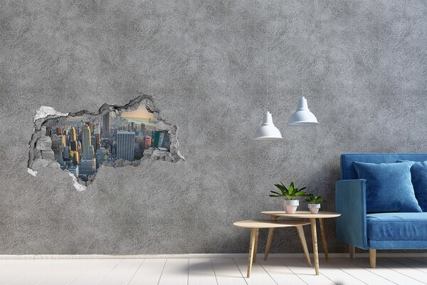 3D muursticker gescheurde muur Uitzicht op New York
