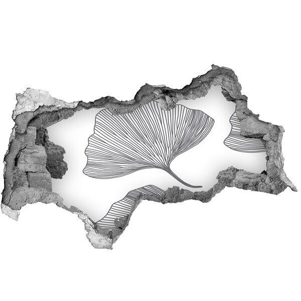 3D sticker gat in stenen muur Bladeren in beton