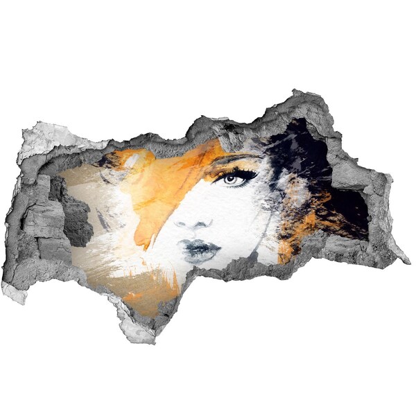 Dziura 3d fototapeta naklejka Portret w Złotych Odcieniach