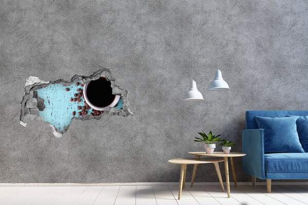 Wandsticker 3D doorkijk Een momentje ontspanning met een kop koffie