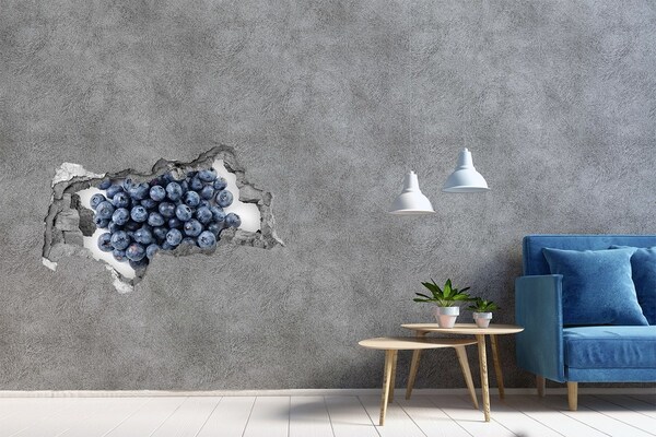 3D sticker gat in stenen muur Bosbessen in een gat in de muur