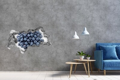 Naklejka 3D dziura na ścianę Jagody w dziurze w ścianie