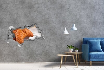3D muursticker gescheurde muur Ontbijt in een Parijse bistro