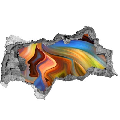 Dziura 3d fototapeta naklejka Kolorowy krajobraz w dziurze w ścianie