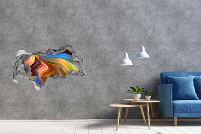 Wandsticker 3D doorkijk Een kleurrijk landschap in een gat in de muur.