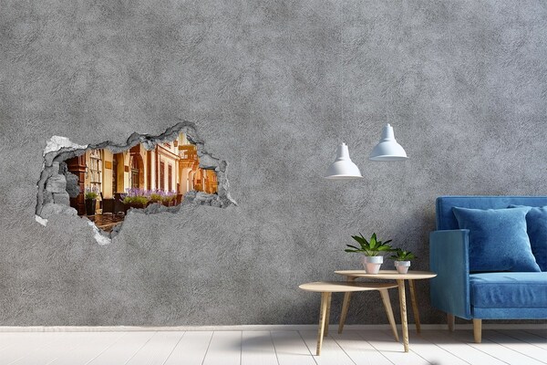 3D sticker gat in stenen muur Een charmant hoekje met lavendel