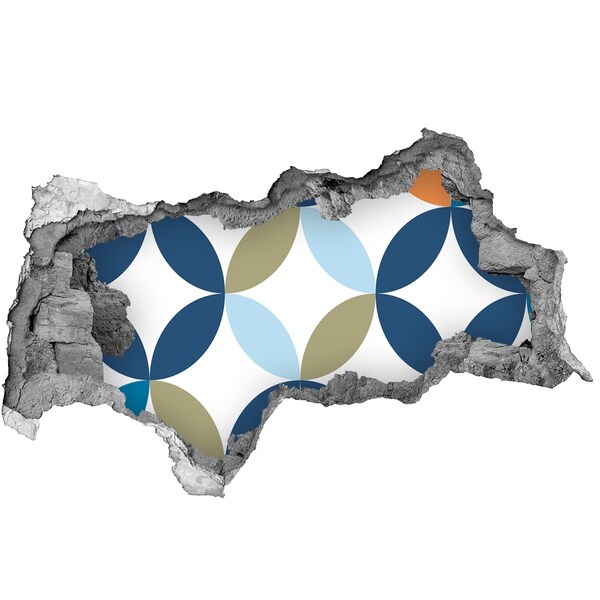 Wandsticker 3D doorkijk Een modern patroon op de muurachtergrond.