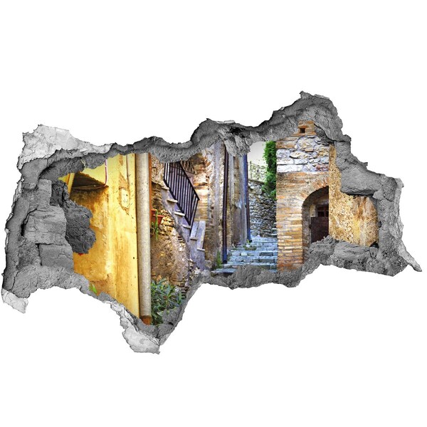 3D sticker gat in stenen muur De charmante straatjes van een Italiaanse stad