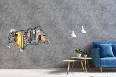 3D sticker gat in stenen muur De charmante straatjes van een Italiaanse stad