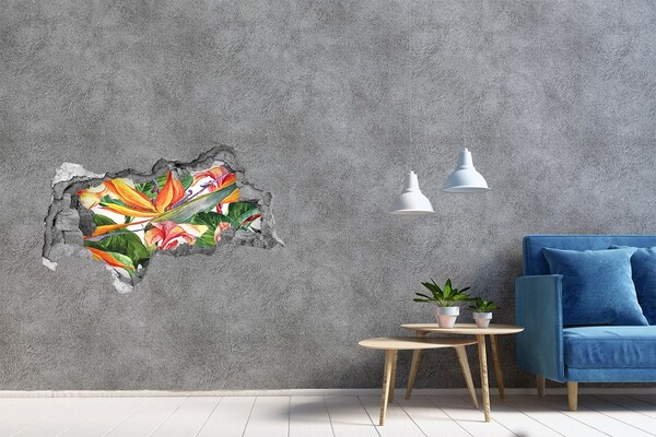 3D sticker gat in stenen muur Tropisch paradijs achter de muur