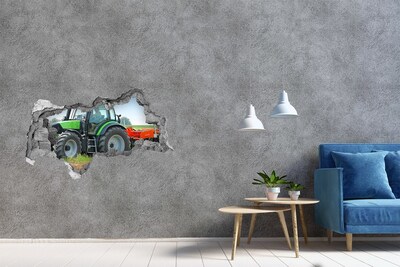 Zelfklevende 3D wandsticker illusie Tractor in actie