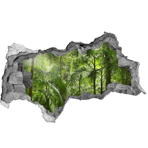 3D sticker gat in stenen muur Tropische jungle achter de muur