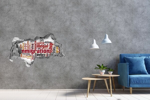 Zelfklevende 3D wandsticker illusie Migratiebeleid